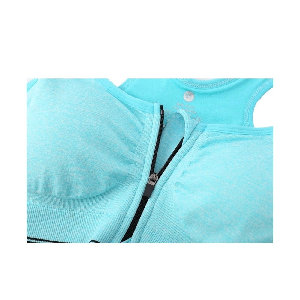 Ohlyah Front Zip Sports Bra Racerback Yoga Bra - Blue (Never Worn, Size Small) - Picture 4 of 5